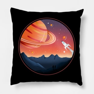 Rocket to Saturn Pillow