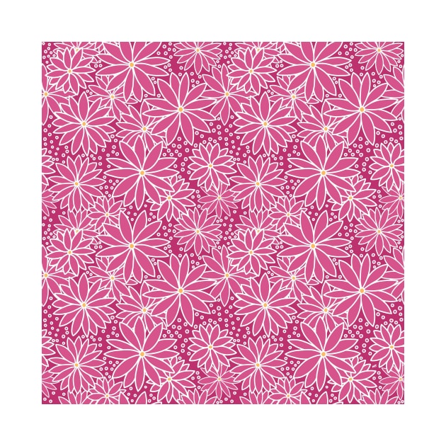 Pointed Flowers Pattern - Pink & White by monitdesign