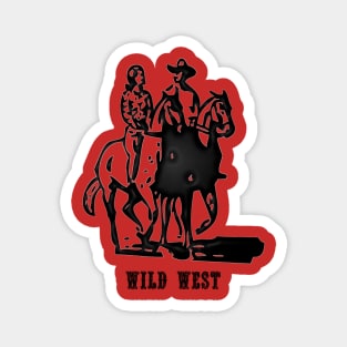 Western Era - Wild West Cowboy and Cowgirl on Horseback Magnet