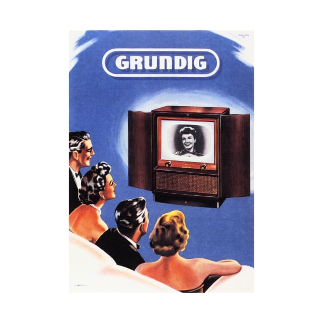 German GRUNDIG Television Vintage Appliance 1940s Retro Advertisement by vintageposters