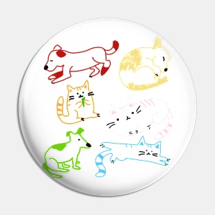 Multi Coloured Pets Pin