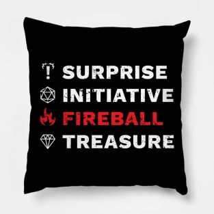 Surprise, Initiative, Fireball, Treasure DnD Pillow