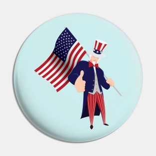 Uncle Sam With Flag Pin