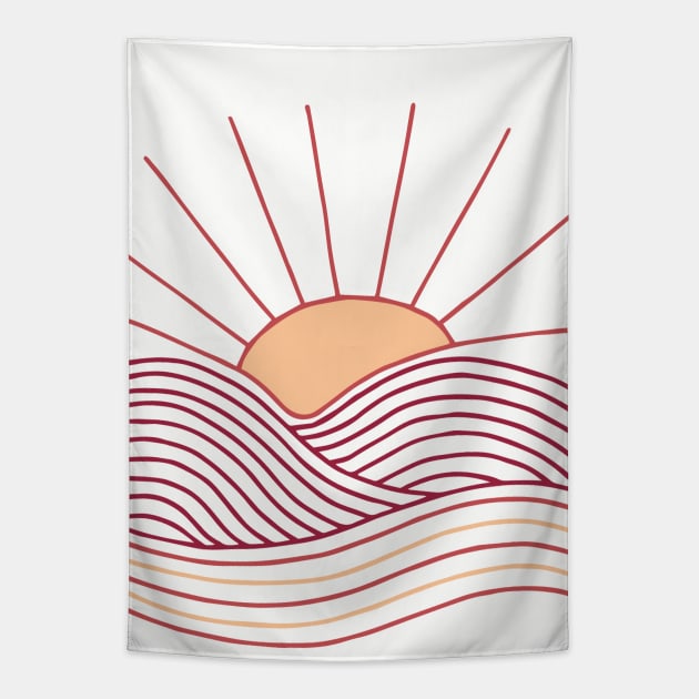 Sunset on Rolling Mountains || Hills || Abstract Tapestry by HLeslie Design