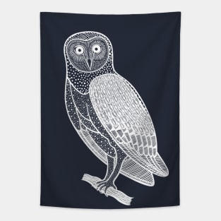 Barn Owl - hand drawn nocturnal bird design Tapestry