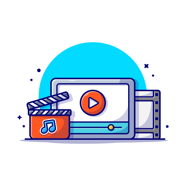 Streaming Music Video with Play Button and Note of Music Cartoon Vector Icon Illustration (2) by Catalyst Labs