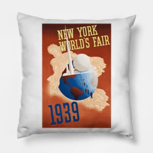 1939 New York World's Fair Poster Design Pillow