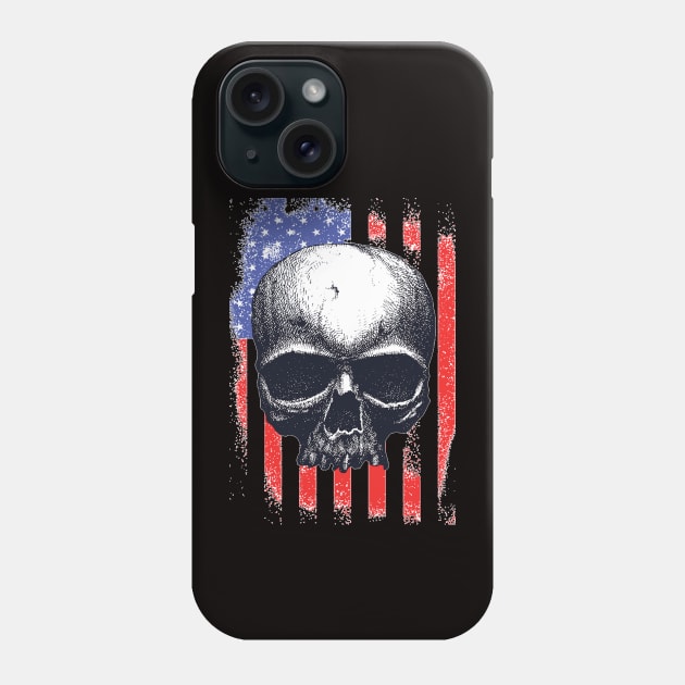 Skull 4th July American Flag - Independence Day Phone Case by sayed20