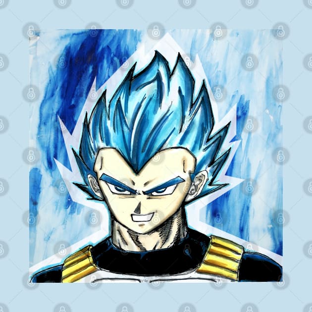 vegeta the super saiyan god in blue in dragonball by jorge_lebeau