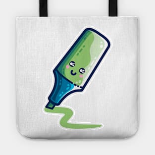 Green Highlighter Pen Kawaii Cute Tote