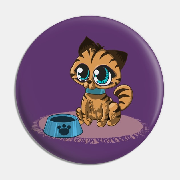 Brown Cat with Stripes and Beanie Eyes Pin by PatrioTEEism