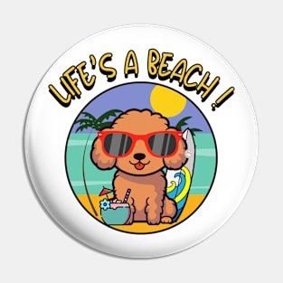 Funny brown dog is chilling on the beach Pin