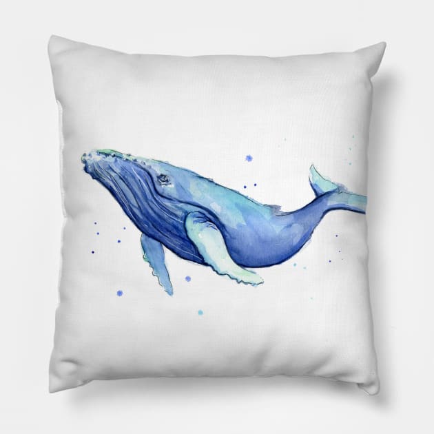 Humpback Whale Watercolor Pillow by Olechka