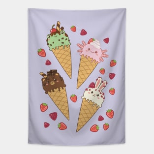 Cute Ice Cream Animals Tapestry