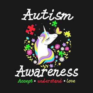 Autism Awareness Unicorn T Shirt Cute Puzzles T-Shirt