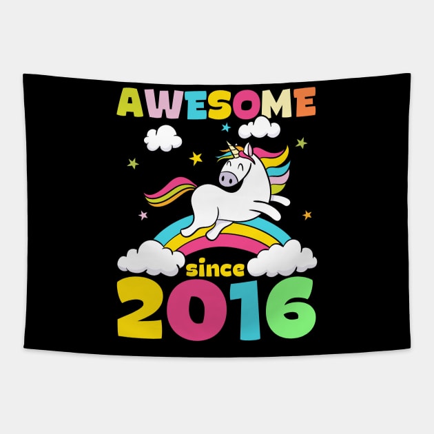 Cute Awesome Unicorn Since 2016 Funny Gift Tapestry by saugiohoc994