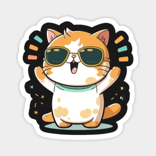 Cute ginger cat wearing sunglasses Magnet