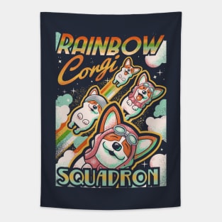 Rainbow Corgi Squad Tapestry