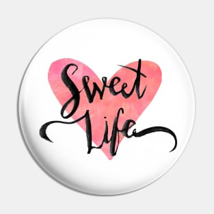 Sweet Life Pink Watercolor Heart Pin