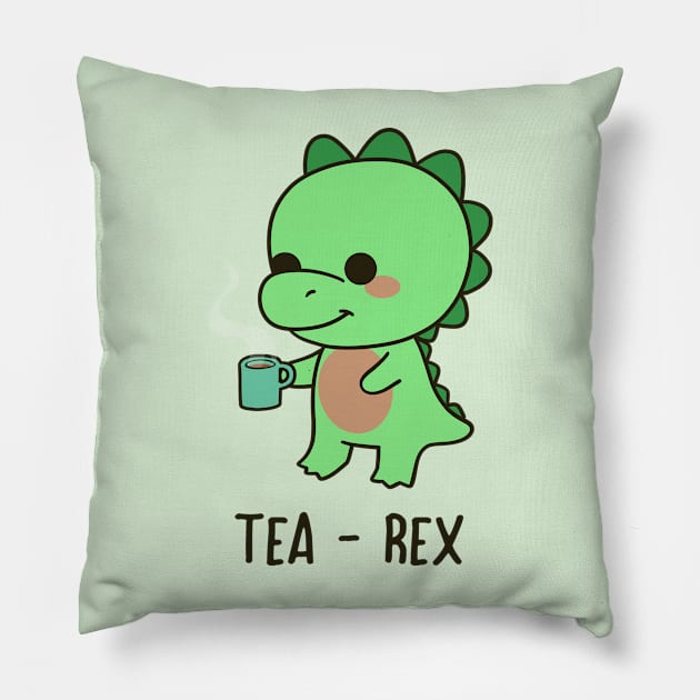 Tea Rex Pillow by ursulalopez