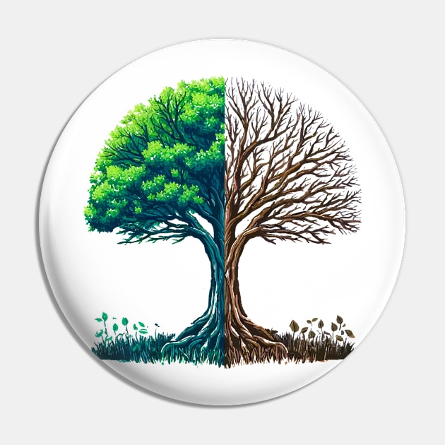 Alive and Dead Tree Design Pin by Md Abu Bakkar