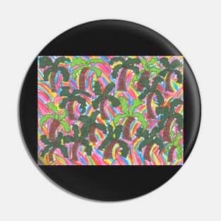 Rainbow Palm Tree Party Pin