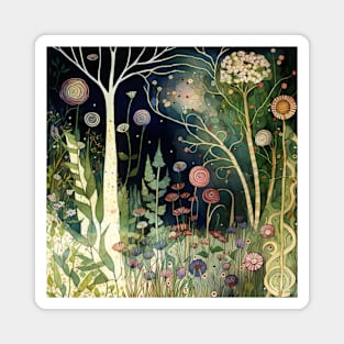 Watercolor Forest, Woodland Landscape Magnet