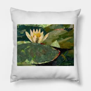 Water lily in collage Pillow