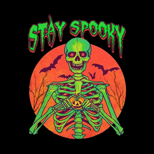 Stay Spooky Funny Halloween Skull Spooky Skeleton Custom by Kribis