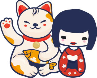 Kokeshi Girl Doll With Maneki Neko Magnet