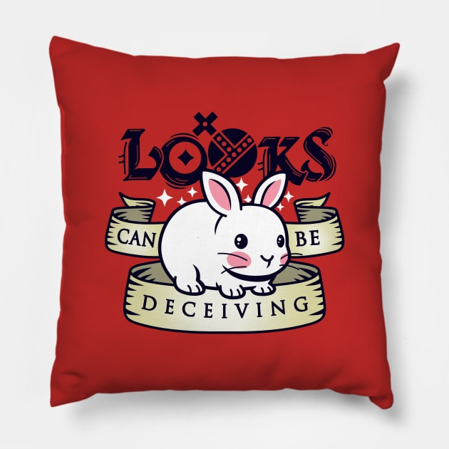 Cute Kawaii Retro Vintage Killer Rabbit Monty Python Cult Movie Saying Slogan Pillow by BoggsNicolas