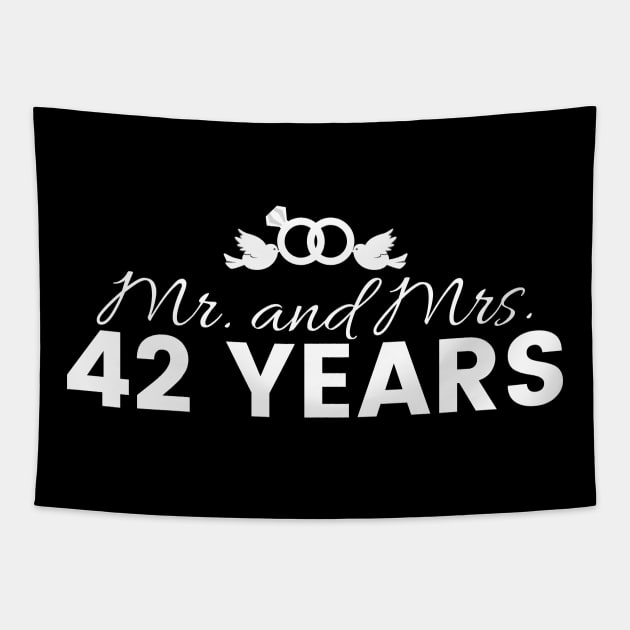 42nd Wedding Anniversary Couples Gift Tapestry by Contentarama