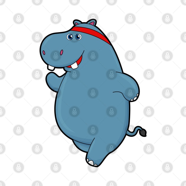 Hippo at Running with Headband by Markus Schnabel