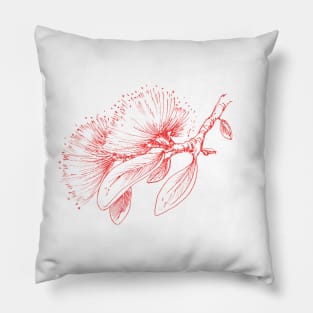 Red Pohutukawa flower pattern Pillow