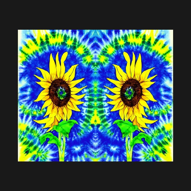 Tie Dye Sunflowers - Blue Aesthetic Psychedelic by BubbleMench