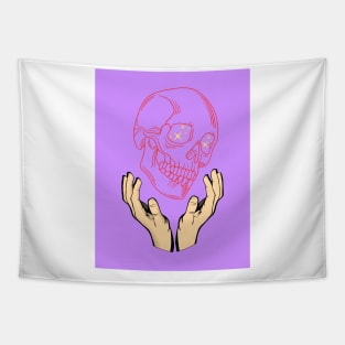 Magic skull tarot controlling hands illustration Tapestry