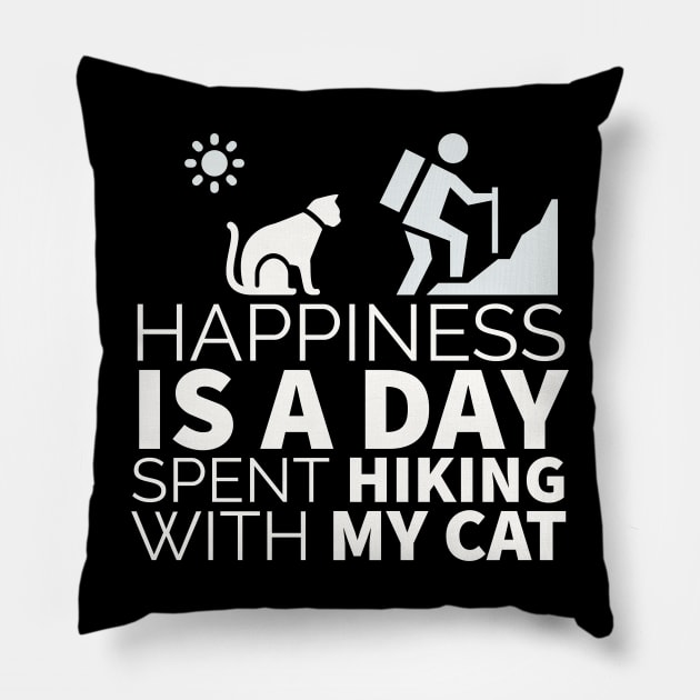 Happiness Is A Day Spent Hiking With My Cat Pillow by kooicat