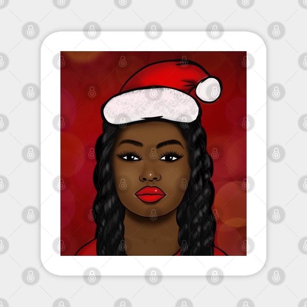 Black female Santa Clause beauty Magnet by Spinkly Creations 