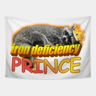 Iron Deficiency Prince Raccoon Meme Tapestry