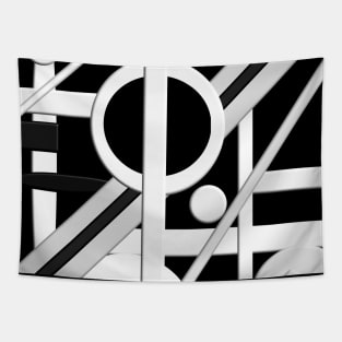 Black White Geometric 3D pattern Tapestry