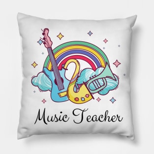 Music Teacher Cute boho Rainbow Pillow