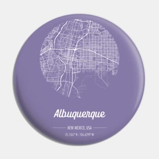 City map in purple: Albuquerque New Mexico, USA with retro vintage flair Pin