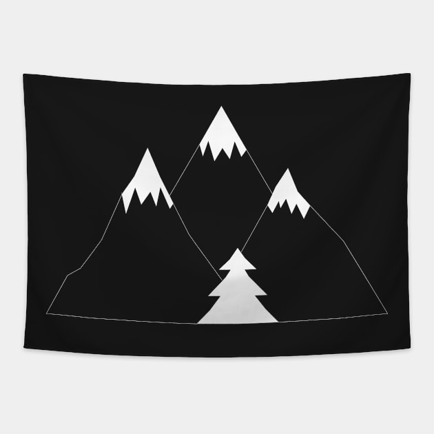 Mountains White Tapestry by Bongonation