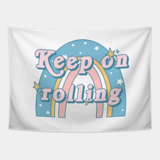 Keep On Rolling Rainbow Roller Skating Tapestry