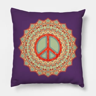 Lotus Flower Peace Mandala Red Ice Blue Pillow