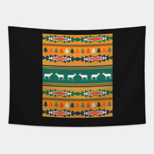 Christmas pattern with deer and tribal elements Tapestry