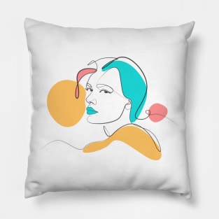 Lineart women face from side Pillow