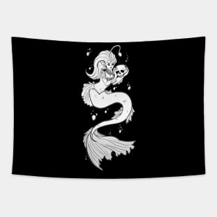 Mermaid with a skull Tapestry