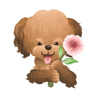 Poodle Dog Holding a Flower T-Shirt