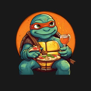 cute Michelangelo eating pizza T-Shirt